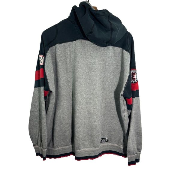ENYCE Vintage Full Zip Gray Navy Red Hoodie Sweatshirt Thrashed Grunge 2XL XXL - Picture 3 of 14
